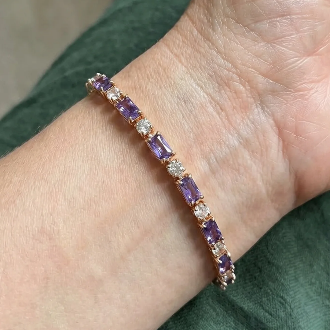 Ametyst Prisme Tennisarmbånd | Rosaguld